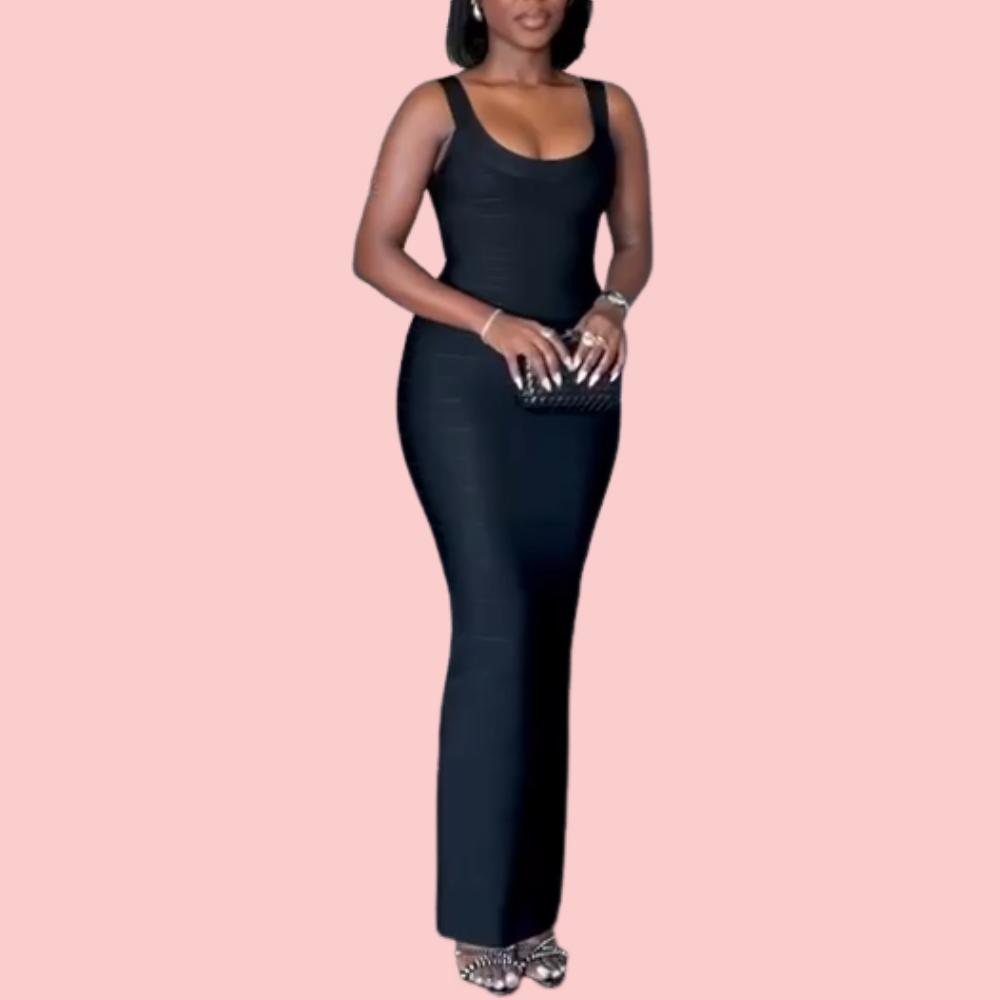 Black Sleeveless Slim-Fit Maxi Dress