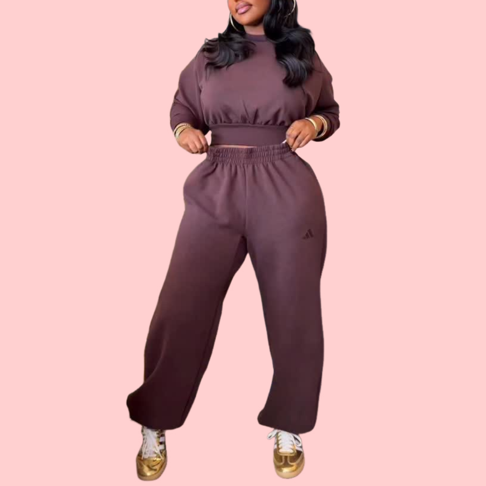 Burgundy Sweatshirt Two-Piece Set