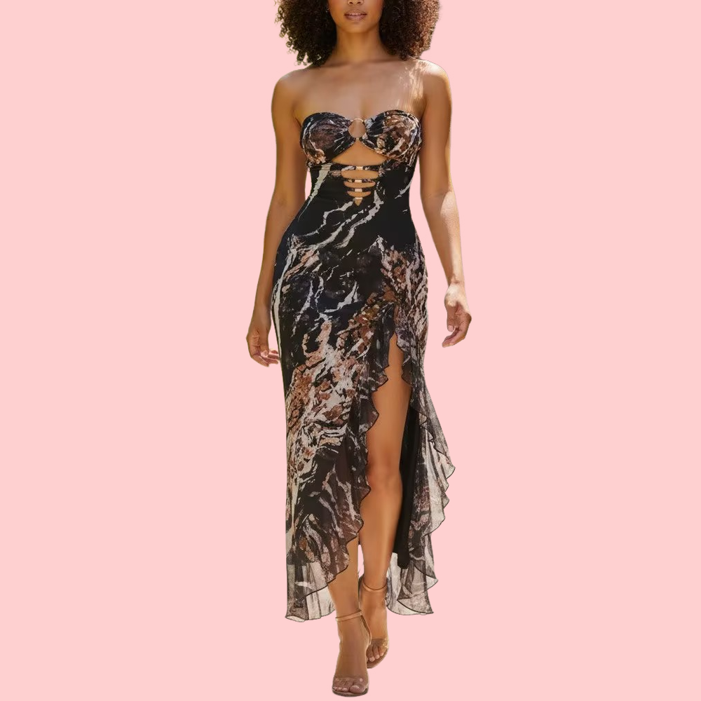 Midnight Mirage Ruffle Dress