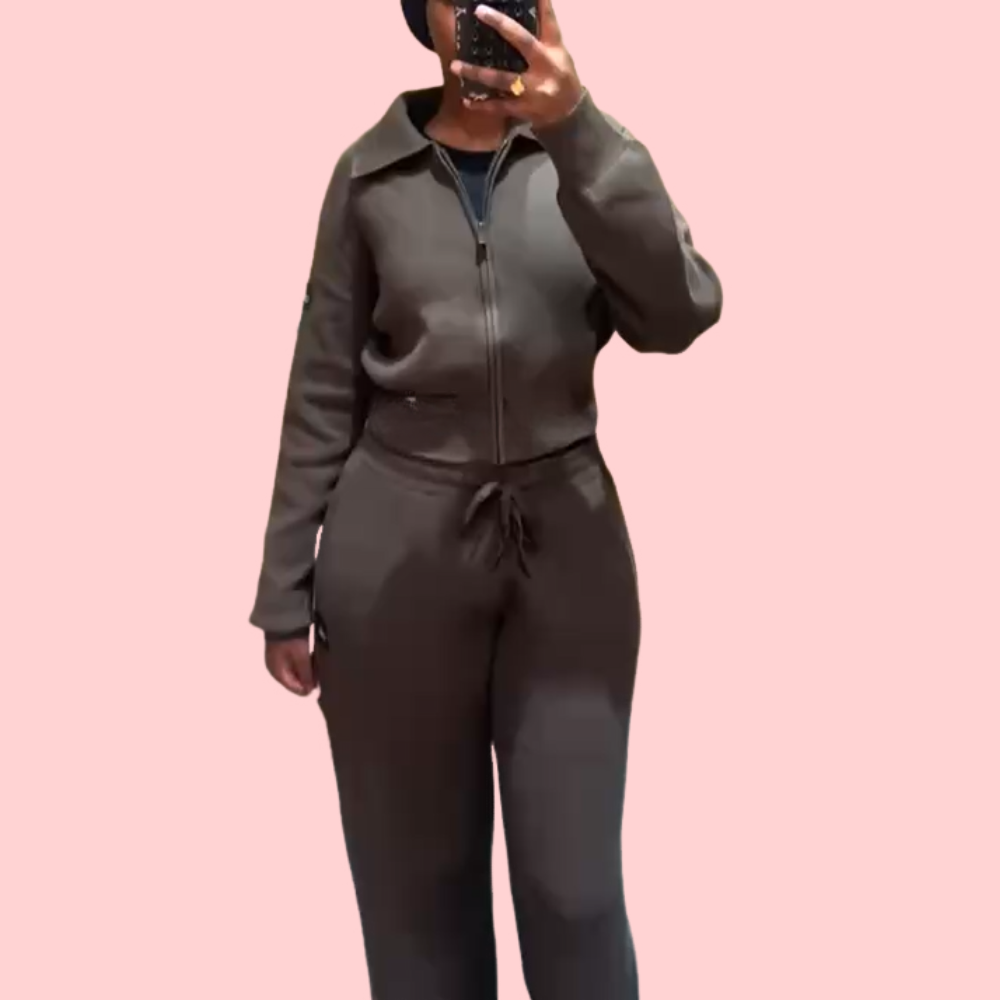 Knit Zipper Jacket & Pants Set
