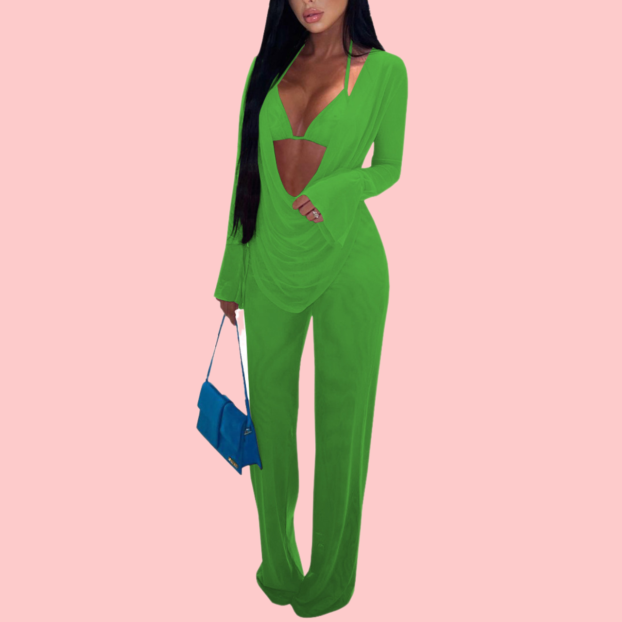 Solid Color Mesh 3-Piece Set