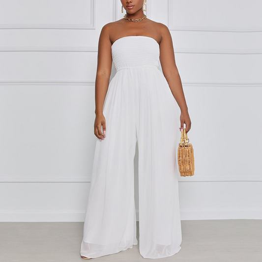 Solid Color Sheath Wide Leg Jumpsuit