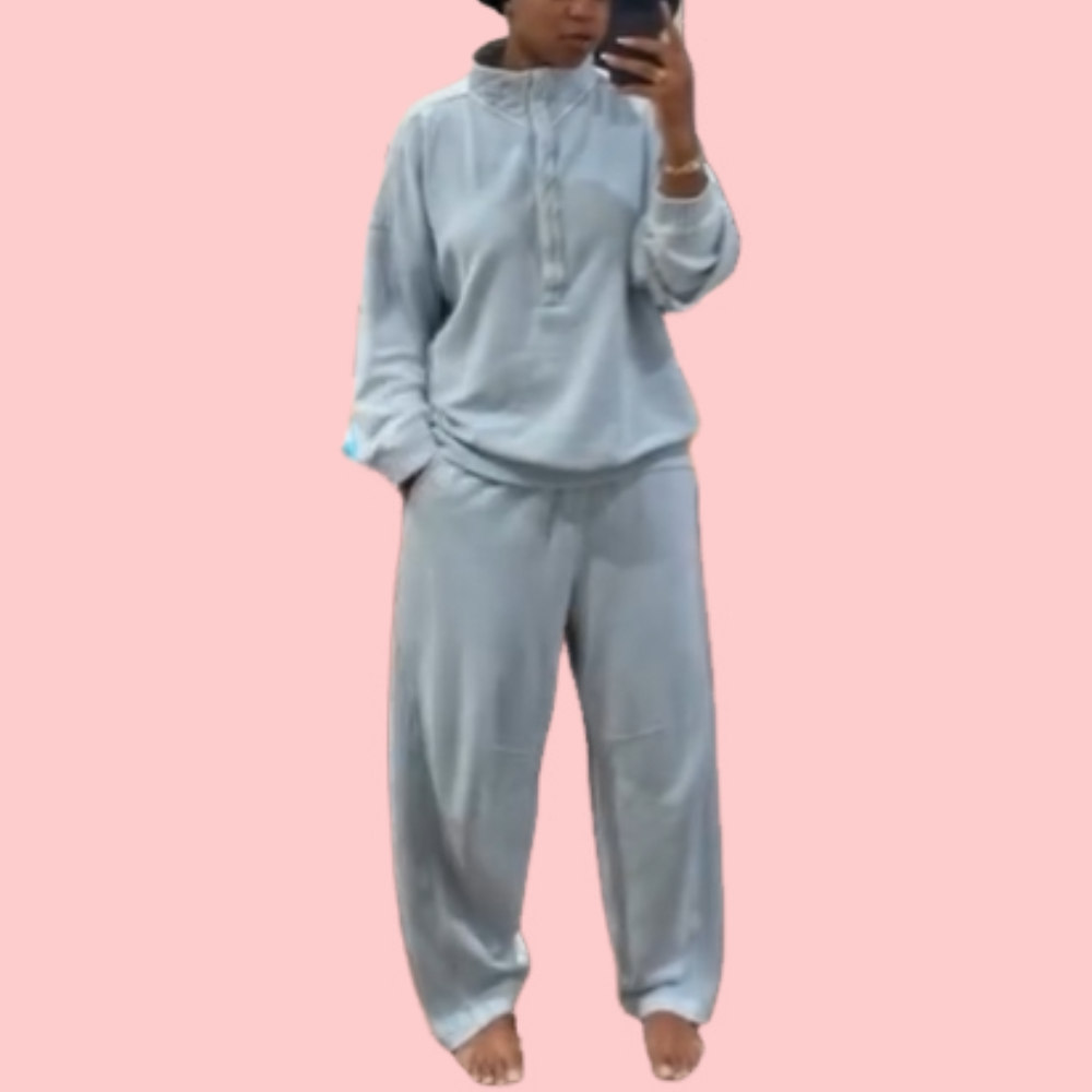 Blue Hoodie Two-Piece Set