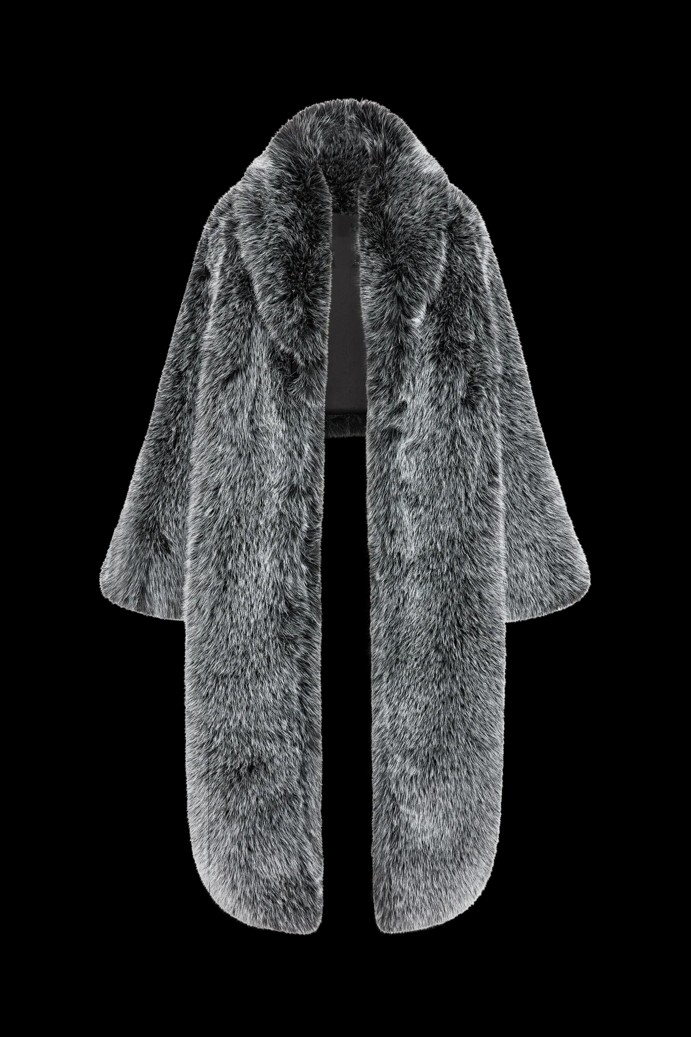 Pepper-Brown Faux Fur Long Coat & Hat