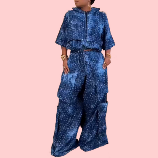 Blue Printed Two-Piece Set