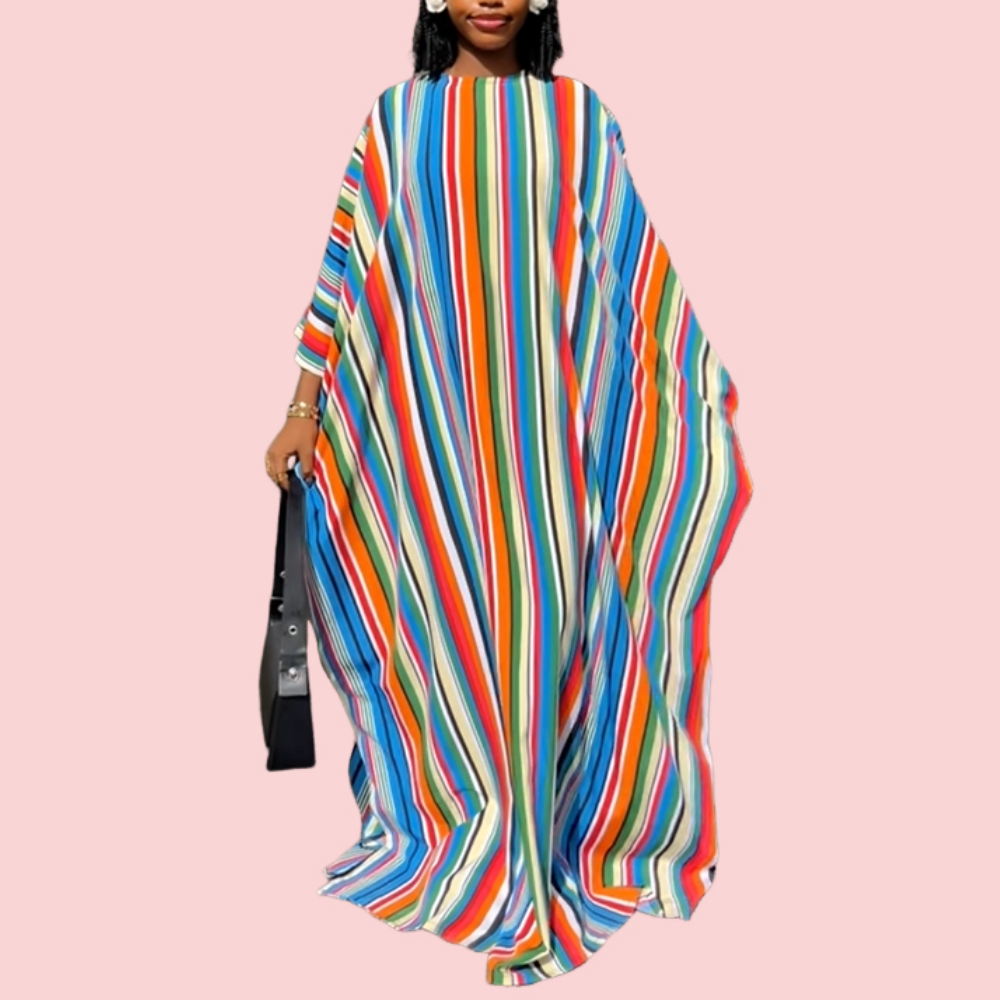 Multi-Colored Backless Maxi Dress