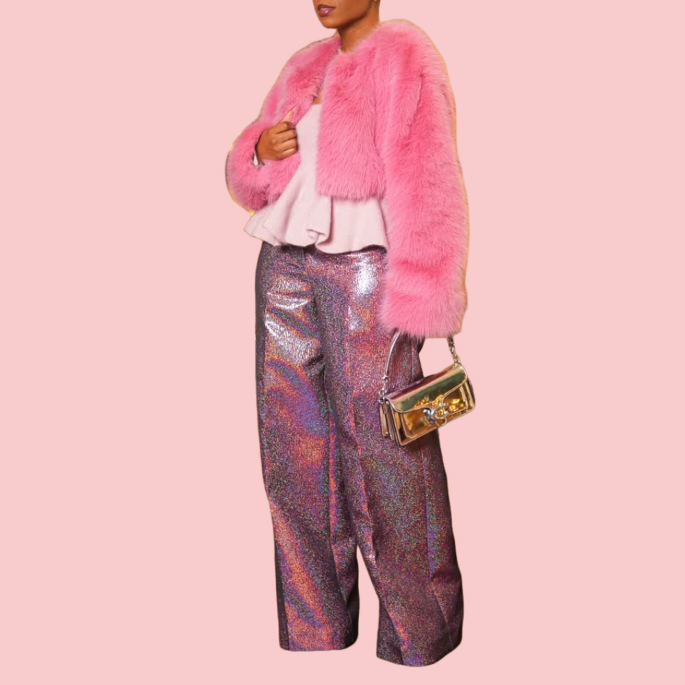 Shiny Metallic Flare Pants