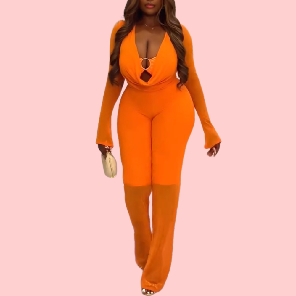 Orange Mesh Slim-Fit Three-Piece Set