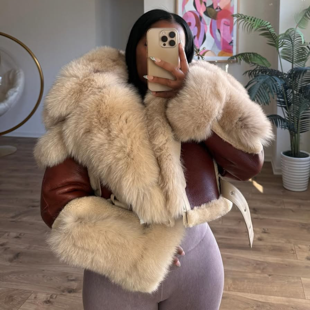 Faux Fur Patchwork Leather Jacket