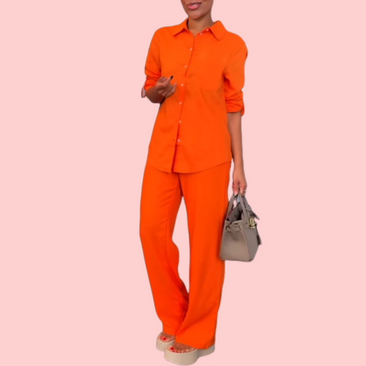 Orange Long Sleeve Shirt & Pants Set
