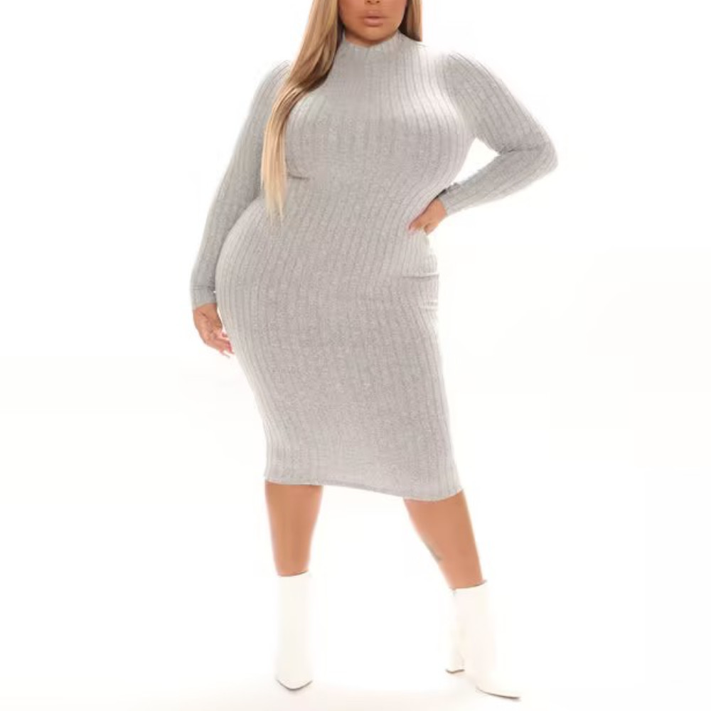 Gray Knit Sweater Dress