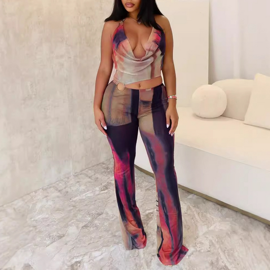 Sexy Mesh Printed Jumpsuit