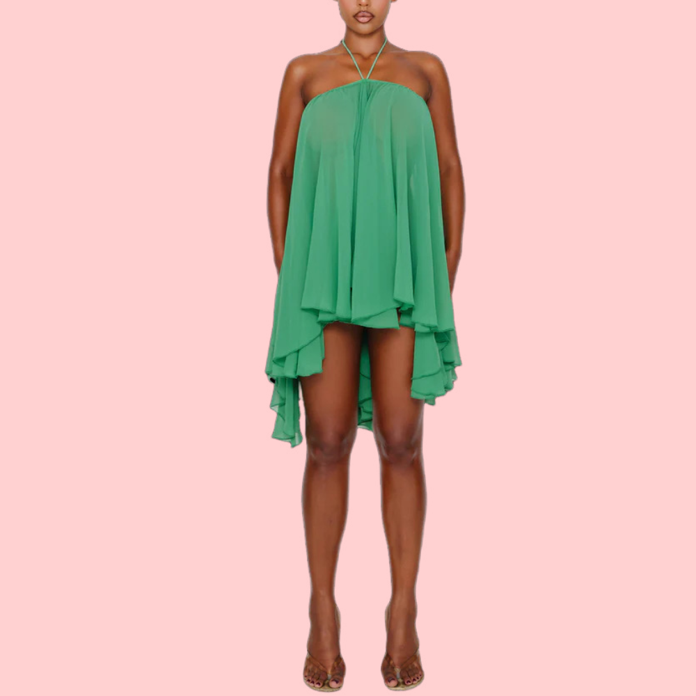 Loose-fitting Tube Neck Mini Dress