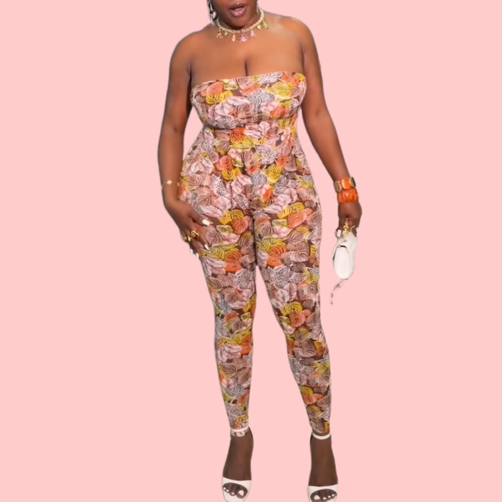 Floral Print Strapless Jumpsuit