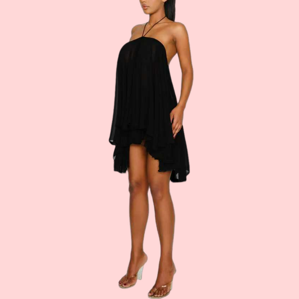 Loose-fitting Tube Neck Mini Dress