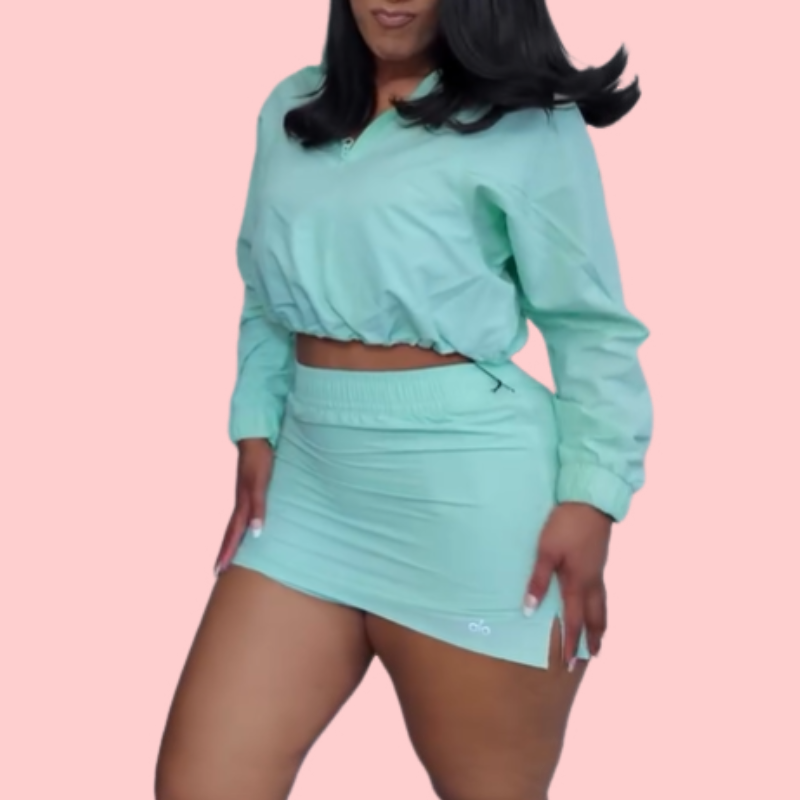 Half-zipper sports two-piece set
