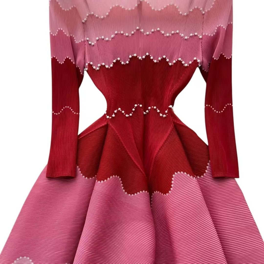 Pearl-embellished Elastic Tulle Dress