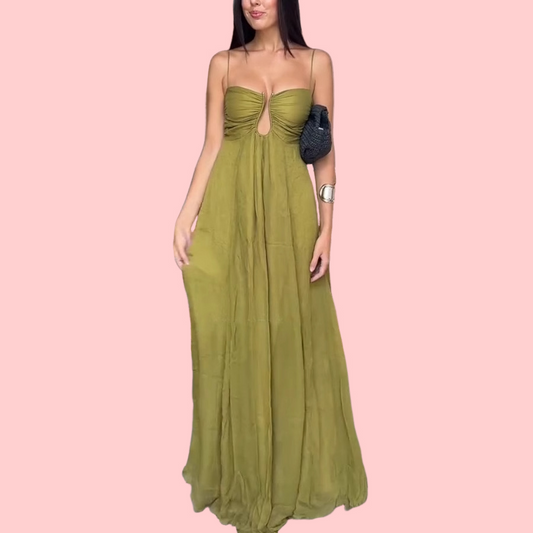 Green Halter Cutout Maxi Dress