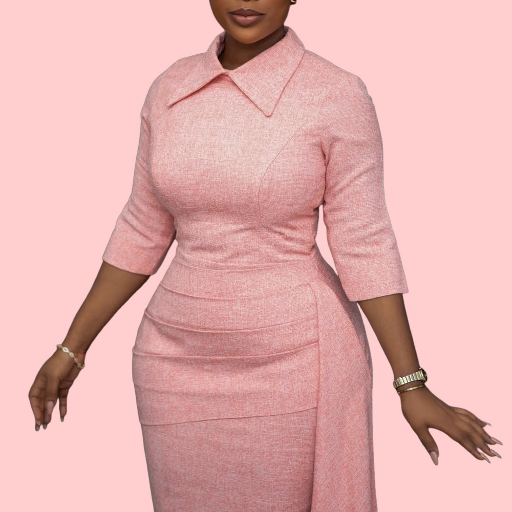 Pink Fringed Midi Dress