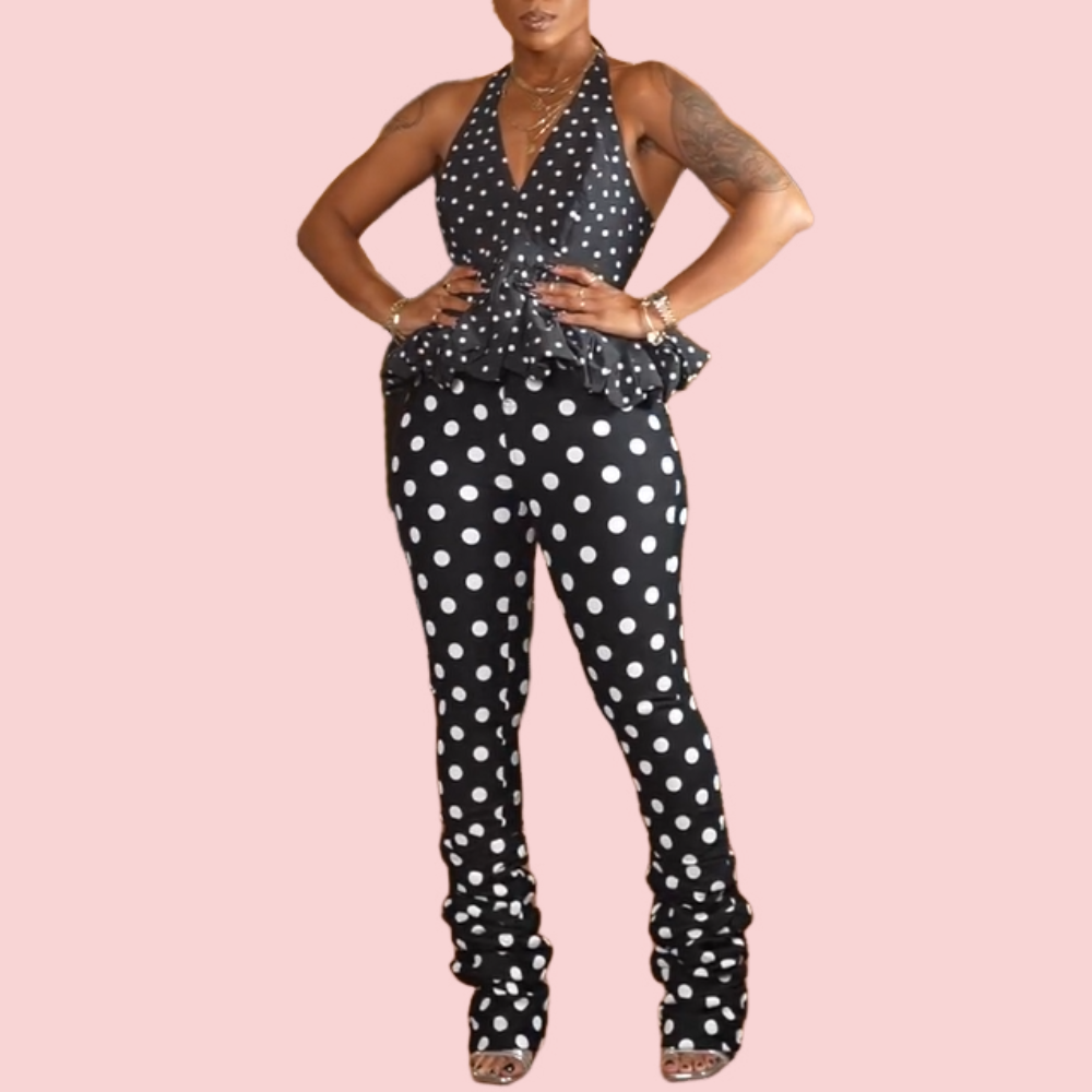 Black & White Polka Dot Two-Piece Set