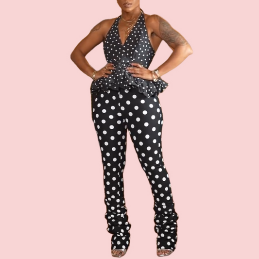 Black & White Polka Dot Two-Piece Set