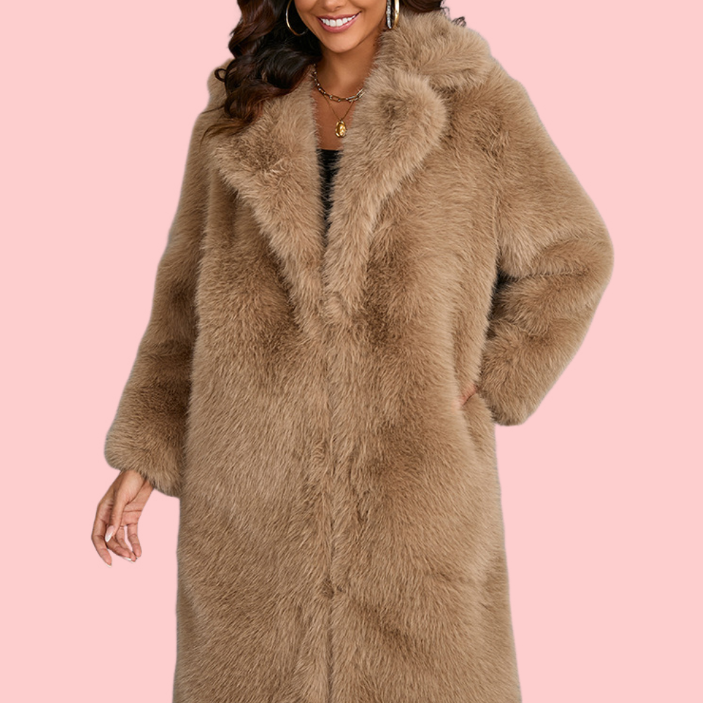 Suit Collar Faux Fur Coat