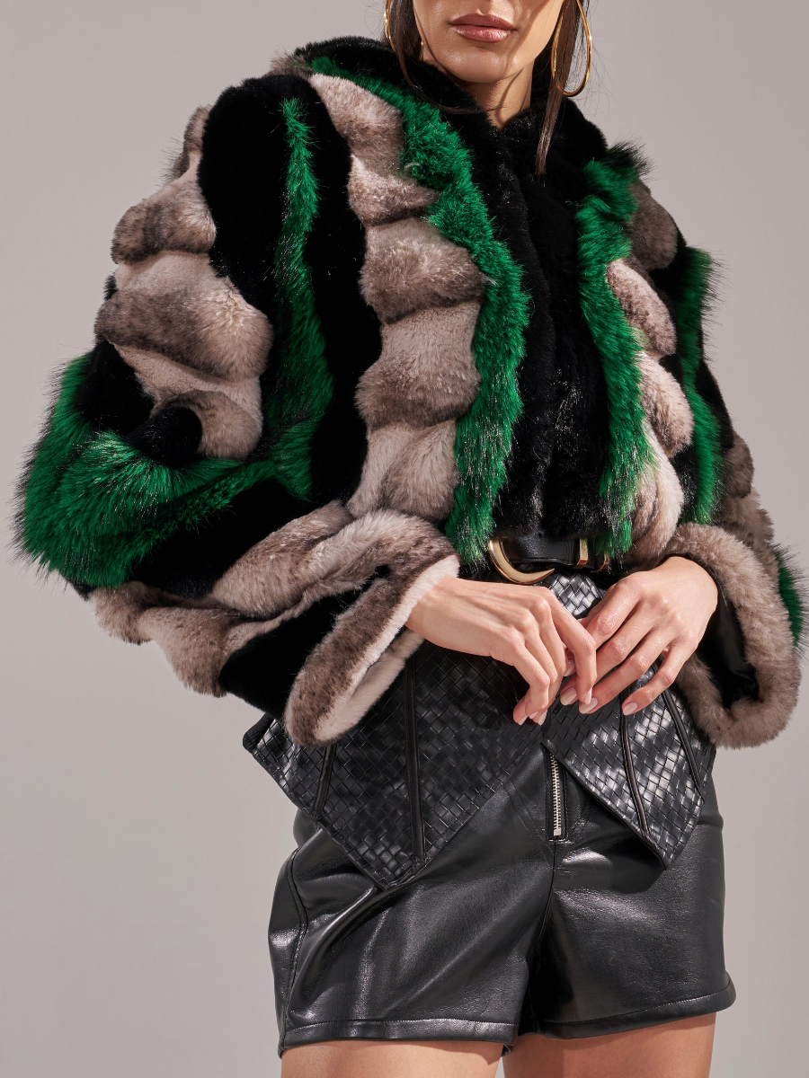Faux Fur Contrast Short Coat