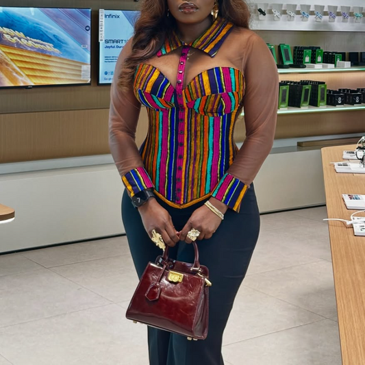 Colorful Patchwork Sheer Top