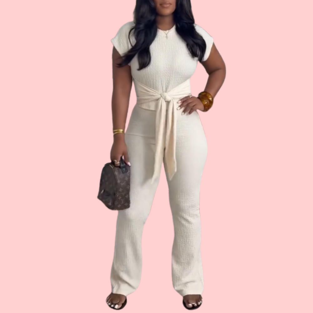 Solid-Colored Tie-Front Slim-Fit Set