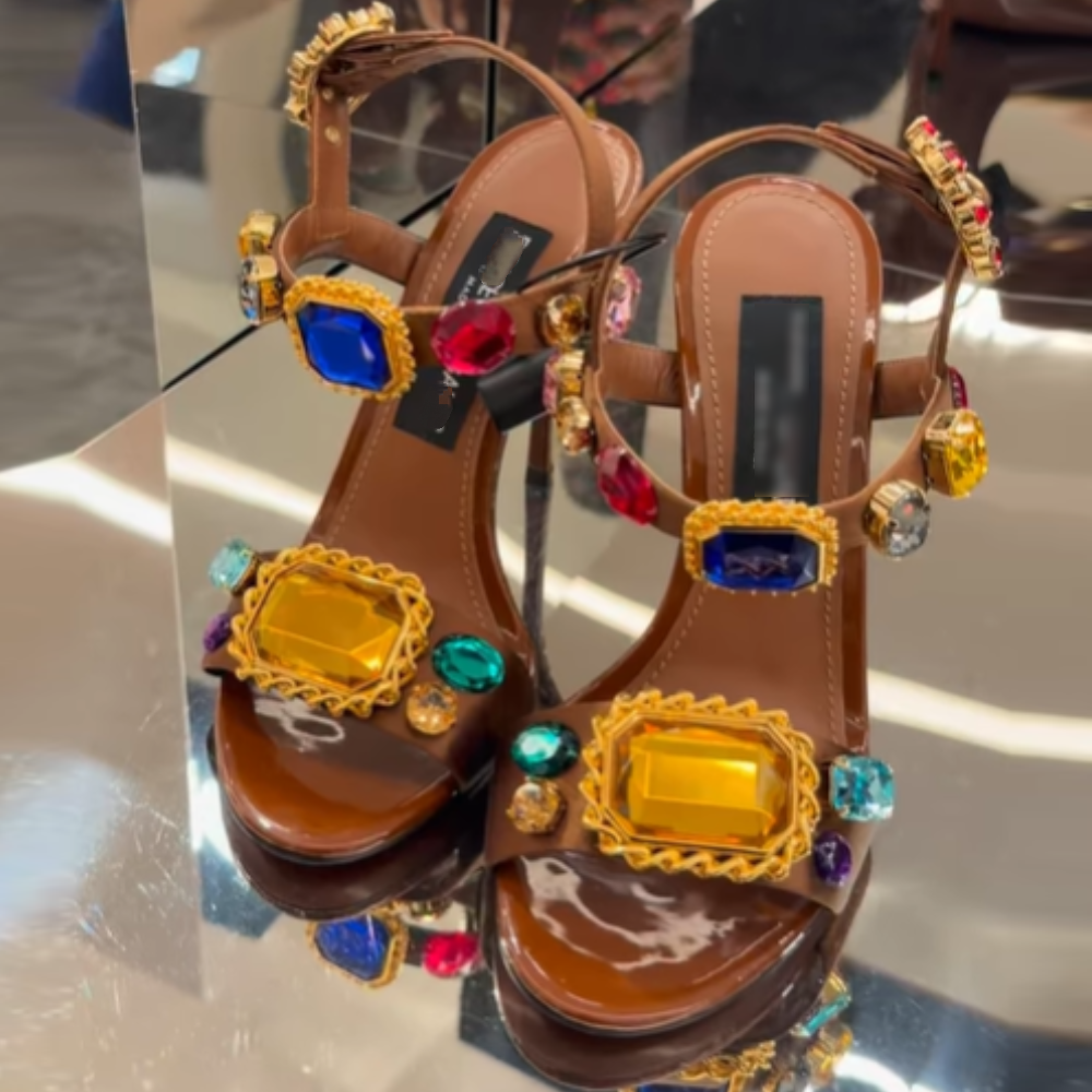 Gemstone-embellished High-Heeled Sandals
