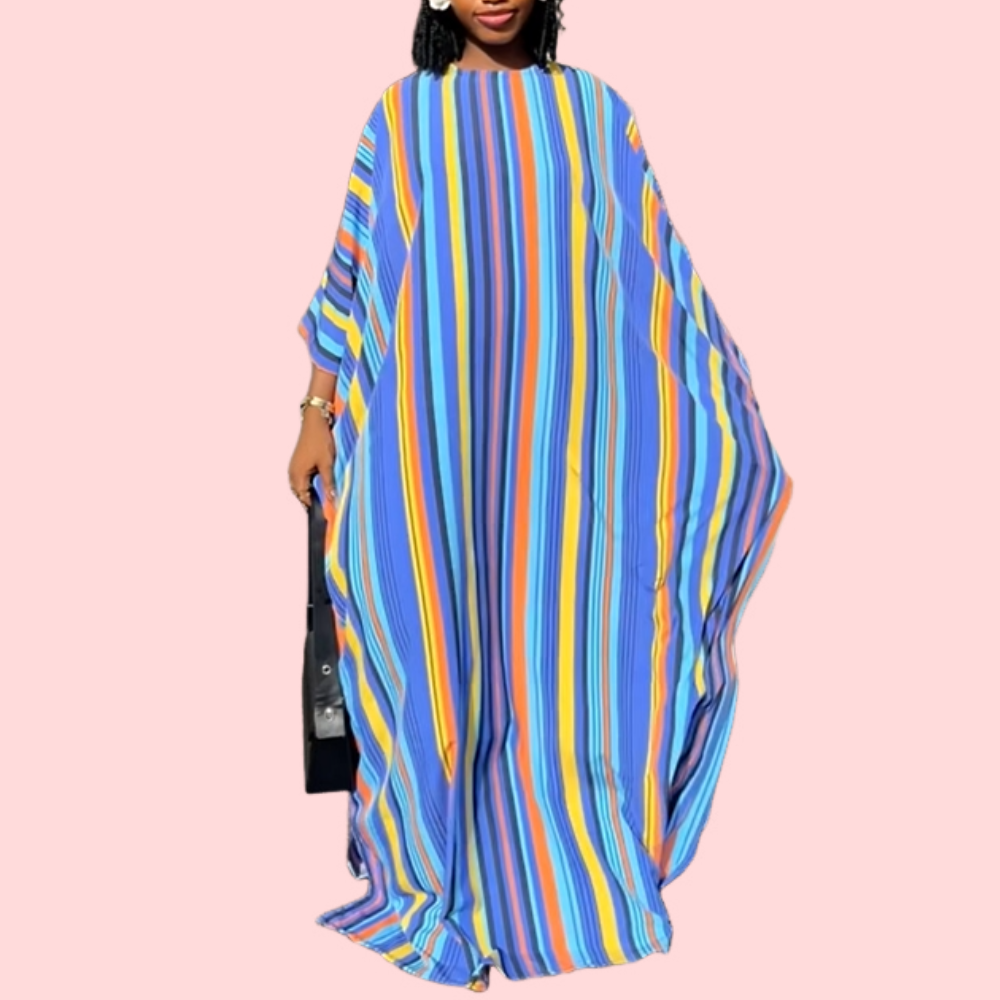 Multi-Colored Backless Maxi Dress