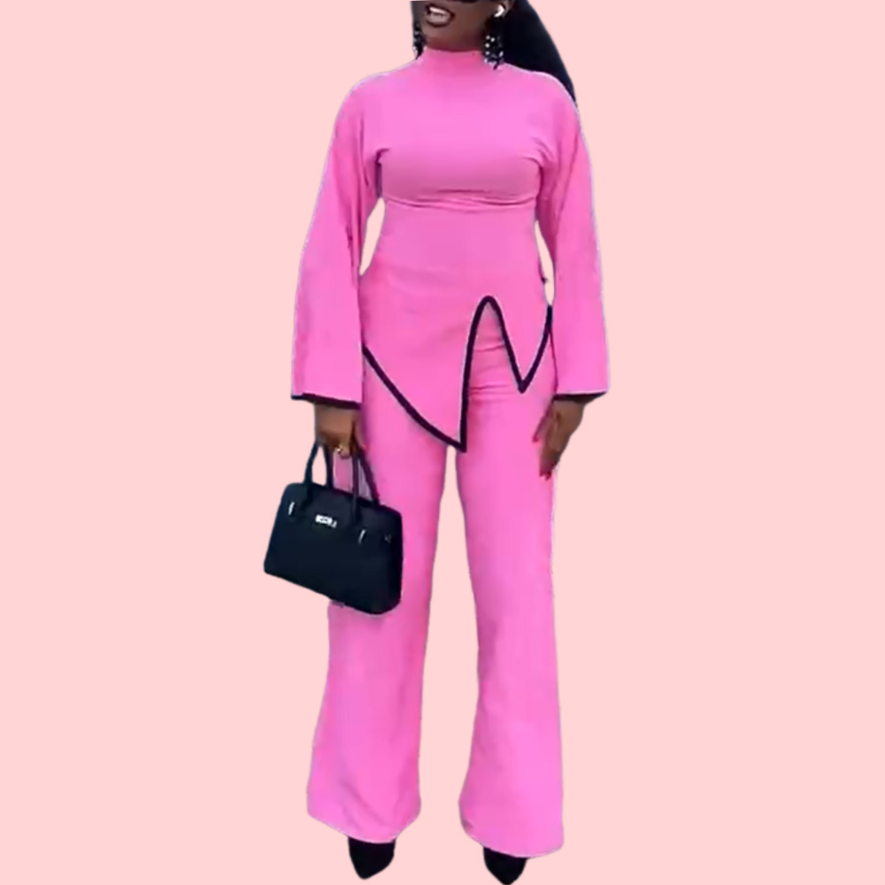 Colored Slimming Long-Sleeve Top & Pants Set