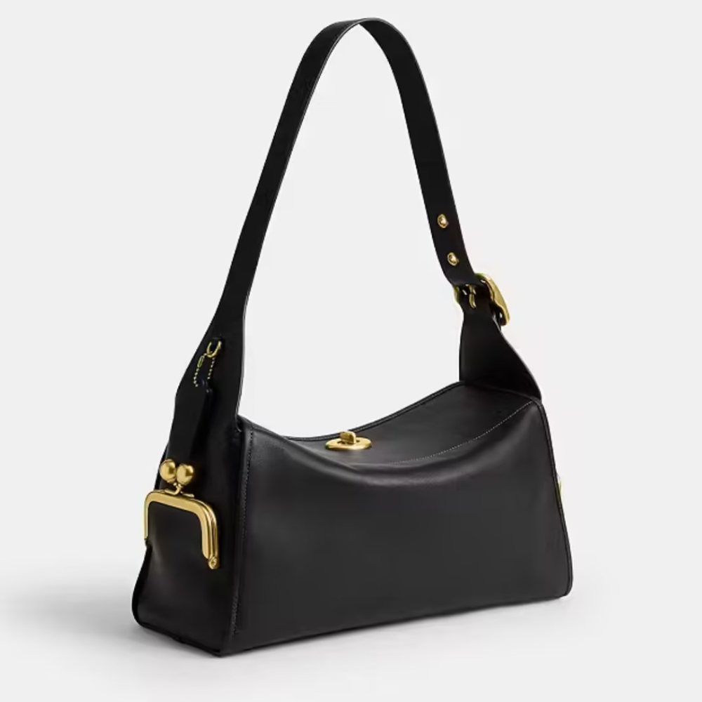 Leather Turnlock Shoulder Bag