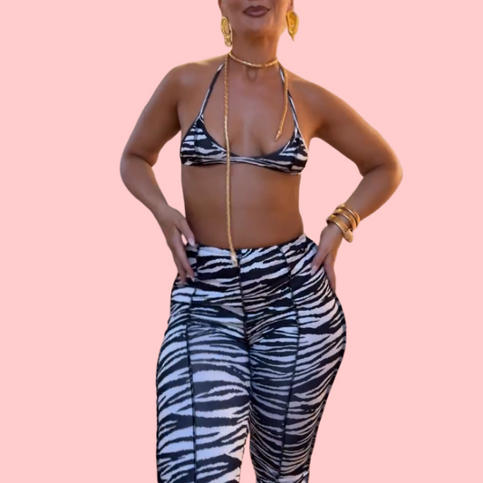 Zebra Print Bra & Leggings Set