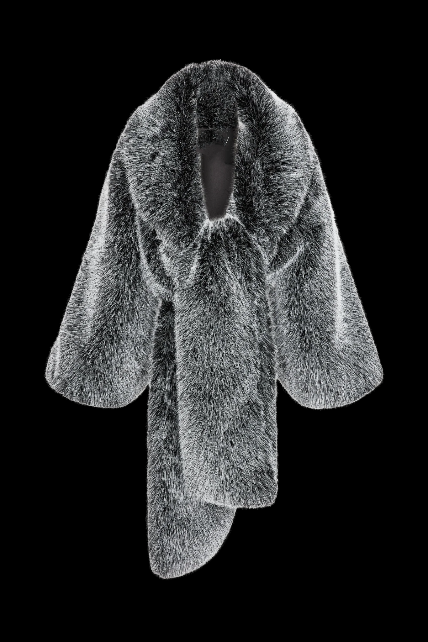 Pepper-Brown Faux Fur Long Coat & Hat