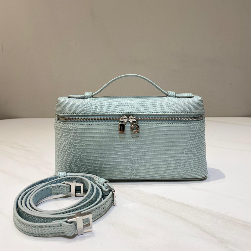 Lizard-skin Box Chain Shoulder Bag