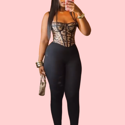 Leopard-print Tank Top & Leggings Set