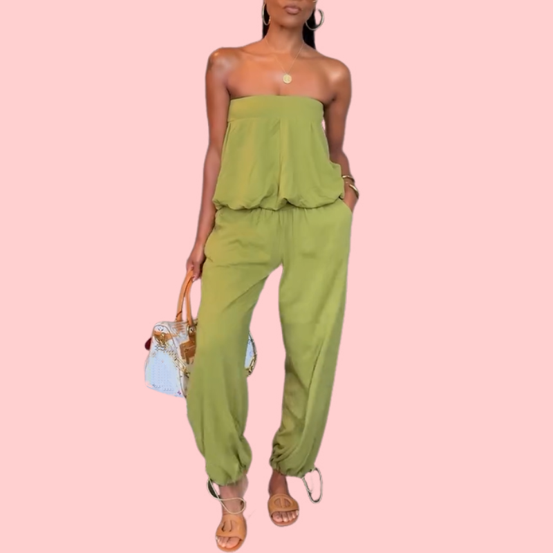 Green Strapless Top & Pants Set