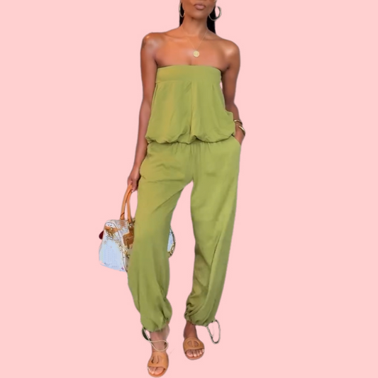 Green Strapless Top & Pants Set