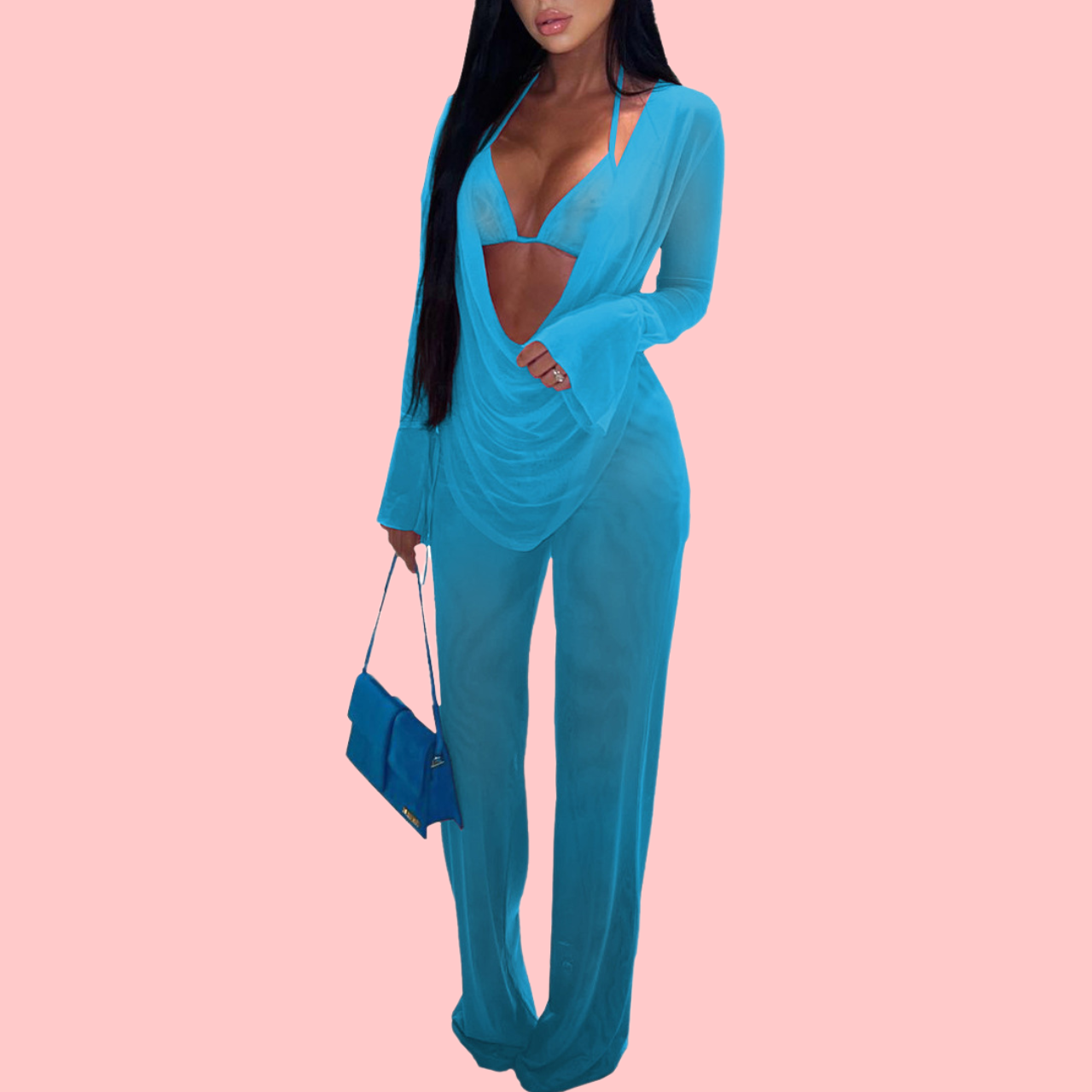 Solid Color Mesh 3-Piece Set