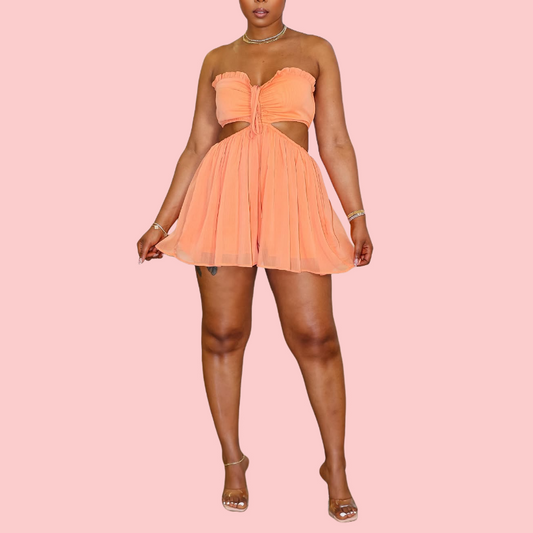 Sheath Cutout Lace-Up Romper