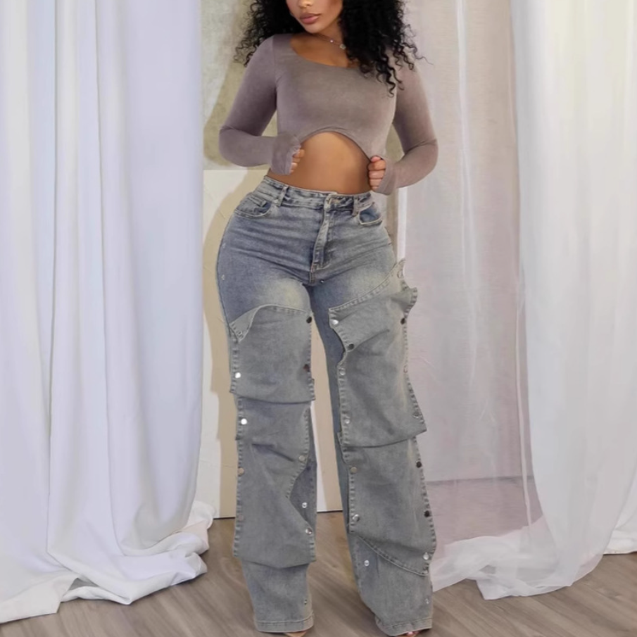 Detachable Concealed Snap Jeans