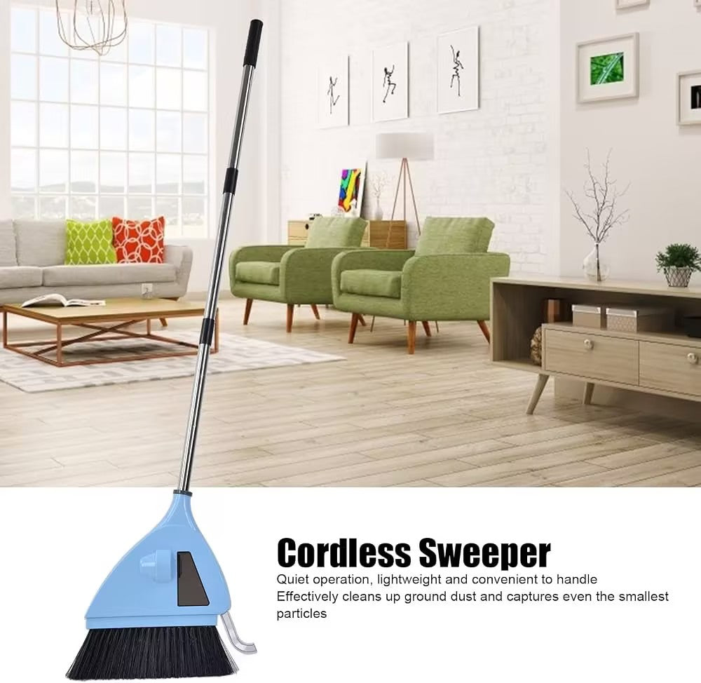 Rosvola Vacuum Broom, 2 in 1 Strong Suction Cordless Sweeper Broom, USB Charging Quiet Floor Sweeper, Broom Vacuum Sweeper for Bedroom, Living Room, Office, Hotel