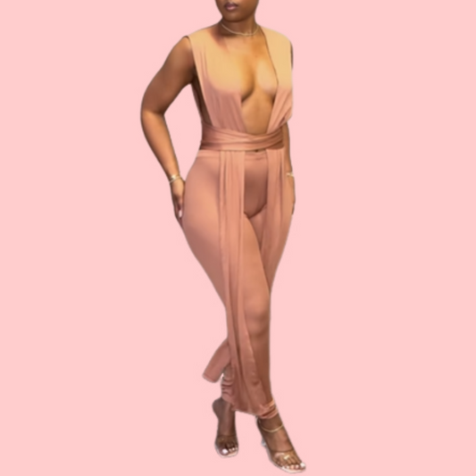 Pink Sexy Fluttering Ribbon Two Piece Set
