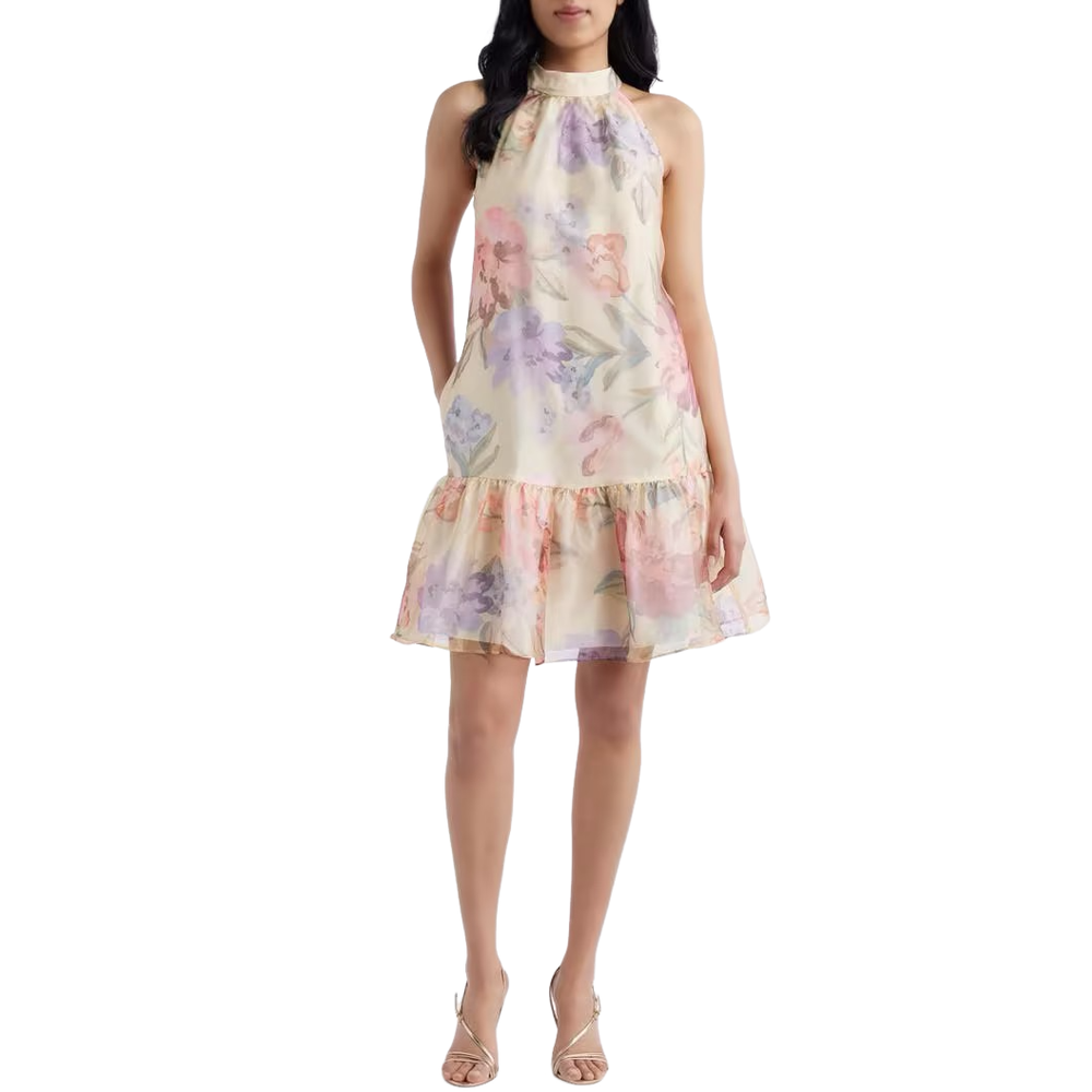 Floral-Print Halter Mini Dress