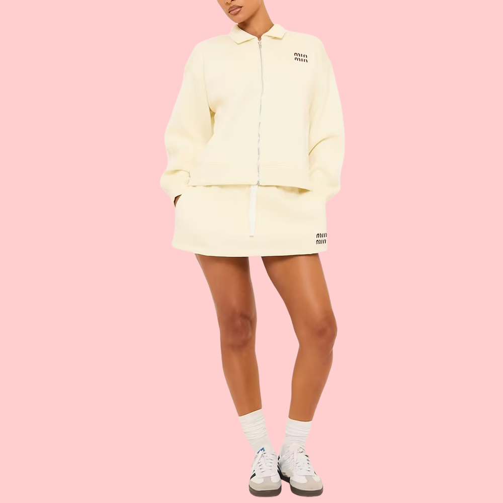 Knit Zipper Jacket & Skirt Set