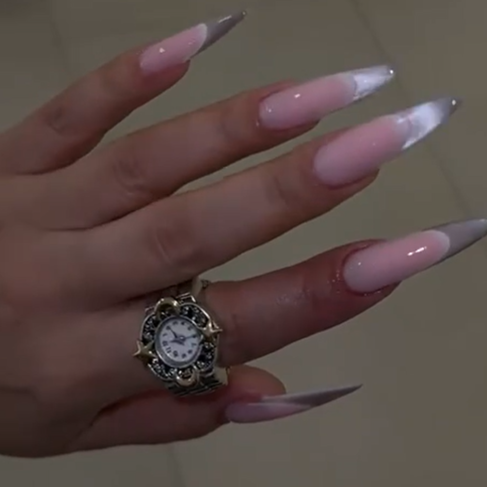 Metal Engraved Adjustable Clock Ring